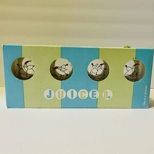 Precidio Sporty Santa Graphic 8oz. Juice Glass Set of 4 Original Box NWOT